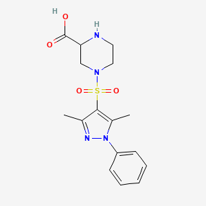 4-[(3,5-dimethyl-1-phenyl-1H-pyrazol-4-yl)sulfonyl]piperazine-2-carboxylic acid