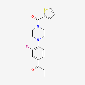 molecular formula C18H19FN2O2S B5272929 1-{3-Fluoro-4-[4-(thiophene-2-carbonyl)-piperazin-1-yl]-phenyl}-propan-1-one 