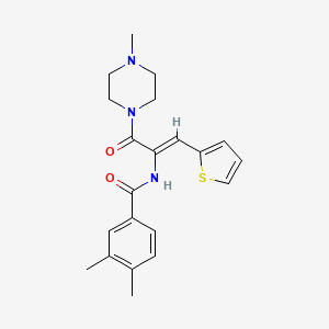 3,4-dimethyl-N-[(Z)-3-(4-methylpiperazin-1-yl)-3-oxo-1-thiophen-2-ylprop-1-en-2-yl]benzamide