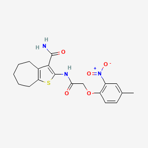 molecular formula C19H21N3O5S B5273008 2-{[2-(4-METHYL-2-NITROPHENOXY)ACETYL]AMINO}-5,6,7,8-TETRAHYDRO-4H-CYCLOHEPTA[B]THIOPHENE-3-CARBOXAMIDE 