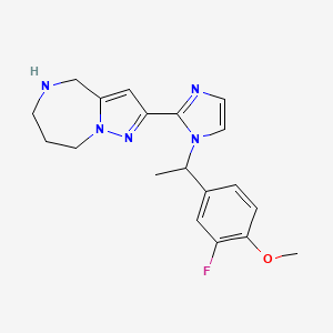 molecular formula C19H22FN5O B5273133 2-{1-[1-(3-fluoro-4-methoxyphenyl)ethyl]-1H-imidazol-2-yl}-5,6,7,8-tetrahydro-4H-pyrazolo[1,5-a][1,4]diazepine dihydrochloride 