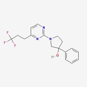 molecular formula C17H18F3N3O B5273163 3-phenyl-1-[4-(3,3,3-trifluoropropyl)pyrimidin-2-yl]pyrrolidin-3-ol 