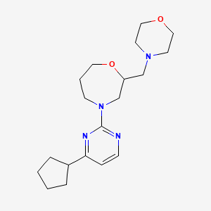 molecular formula C19H30N4O2 B5273281 4-(4-cyclopentylpyrimidin-2-yl)-2-(morpholin-4-ylmethyl)-1,4-oxazepane 