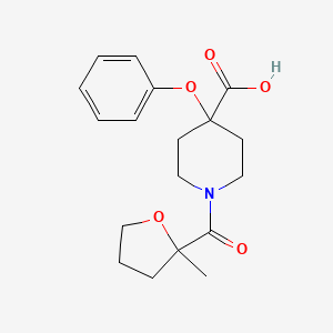 molecular formula C18H23NO5 B5273342 1-[(2-methyltetrahydrofuran-2-yl)carbonyl]-4-phenoxypiperidine-4-carboxylic acid 