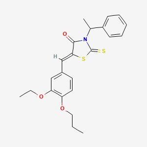 molecular formula C23H25NO3S2 B5273348 5-(3-ethoxy-4-propoxybenzylidene)-3-(1-phenylethyl)-2-thioxo-1,3-thiazolidin-4-one 