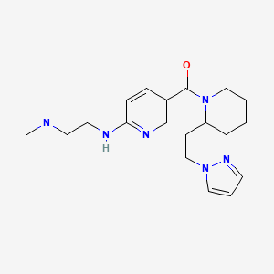 molecular formula C20H30N6O B5273354 N,N-dimethyl-N'-[5-({2-[2-(1H-pyrazol-1-yl)ethyl]piperidin-1-yl}carbonyl)pyridin-2-yl]ethane-1,2-diamine 