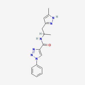 molecular formula C16H18N6O B5273403 N-[1-(5-methyl-1H-pyrazol-3-yl)propan-2-yl]-1-phenyltriazole-4-carboxamide 