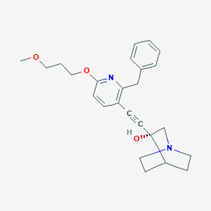 molecular formula C25H30N2O3 B527341 (3r)-3-{[2-Benzyl-6-(3-Methoxypropoxy)pyridin-3-Yl]ethynyl}-1-Azabicyclo[2.2.2]octan-3-Ol 