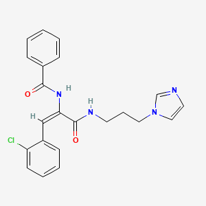 molecular formula C22H21ClN4O2 B5273444 N-[(E)-1-(2-chlorophenyl)-3-(3-imidazol-1-ylpropylamino)-3-oxoprop-1-en-2-yl]benzamide 