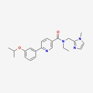 molecular formula C22H26N4O2 B5273469 N-ethyl-6-(3-isopropoxyphenyl)-N-[(1-methyl-1H-imidazol-2-yl)methyl]nicotinamide 