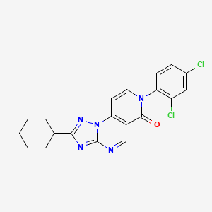 molecular formula C20H17Cl2N5O B5273601 4-Cyclohexyl-11-(2,4-dichlorophenyl)-2,3,5,7,11-pentazatricyclo[7.4.0.02,6]trideca-1(9),3,5,7,12-pentaen-10-one 