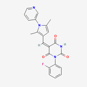 (5E)-5-{[2,5-dimethyl-1-(pyridin-3-yl)-1H-pyrrol-3-yl]methylidene}-1-(2-fluorophenyl)pyrimidine-2,4,6(1H,3H,5H)-trione