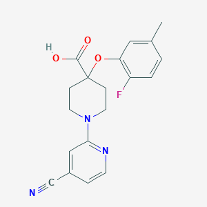 molecular formula C19H18FN3O3 B5273669 1-(4-cyanopyridin-2-yl)-4-(2-fluoro-5-methylphenoxy)piperidine-4-carboxylic acid 