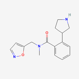 molecular formula C16H19N3O2 B5273677 N-(5-isoxazolylmethyl)-N-methyl-2-(3-pyrrolidinyl)benzamide hydrochloride 