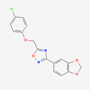 molecular formula C16H11ClN2O4 B5273708 3-(1,3-benzodioxol-5-yl)-5-[(4-chlorophenoxy)methyl]-1,2,4-oxadiazole 