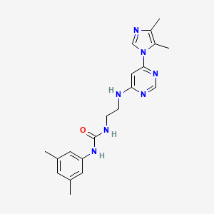 molecular formula C20H25N7O B5273722 N-(2-{[6-(4,5-dimethyl-1H-imidazol-1-yl)-4-pyrimidinyl]amino}ethyl)-N'-(3,5-dimethylphenyl)urea 