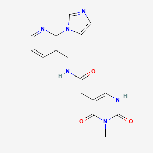 molecular formula C16H16N6O3 B5273749 N-{[2-(1H-imidazol-1-yl)pyridin-3-yl]methyl}-2-(3-methyl-2,4-dioxo-1,2,3,4-tetrahydropyrimidin-5-yl)acetamide 