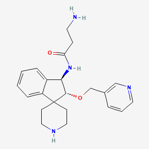 molecular formula C22H28N4O2 B5273765 3-amino-N-[(1R,2R)-2-(pyridin-3-ylmethoxy)spiro[1,2-dihydroindene-3,4'-piperidine]-1-yl]propanamide 