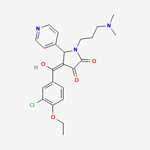 molecular formula C23H26ClN3O4 B5273791 (4E)-4-[(3-chloro-4-ethoxyphenyl)-hydroxymethylidene]-1-[3-(dimethylamino)propyl]-5-pyridin-4-ylpyrrolidine-2,3-dione 