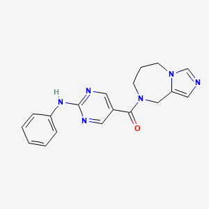 molecular formula C18H18N6O B5273815 5-(6,7-dihydro-5H-imidazo[1,5-a][1,4]diazepin-8(9H)-ylcarbonyl)-N-phenylpyrimidin-2-amine 