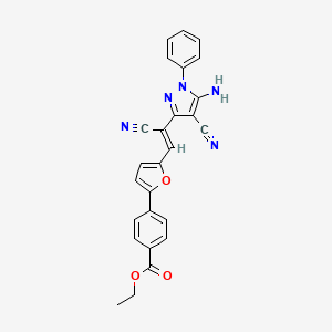 molecular formula C26H19N5O3 B5273818 ethyl 4-{5-[2-(5-amino-4-cyano-1-phenyl-1H-pyrazol-3-yl)-2-cyanovinyl]-2-furyl}benzoate 