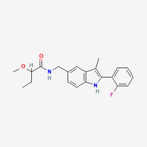 molecular formula C21H23FN2O2 B5273836 N-{[2-(2-fluorophenyl)-3-methyl-1H-indol-5-yl]methyl}-2-methoxybutanamide 