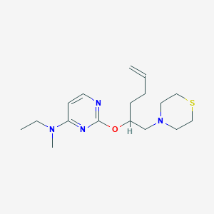 molecular formula C17H28N4OS B5273937 N-ethyl-N-methyl-2-{[(2S,5R)-5-(thiomorpholin-4-ylmethyl)tetrahydrofuran-2-yl]methyl}pyrimidin-4-amine 