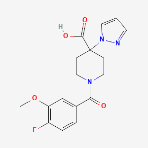 1-(4-fluoro-3-methoxybenzoyl)-4-(1H-pyrazol-1-yl)piperidine-4-carboxylic acid