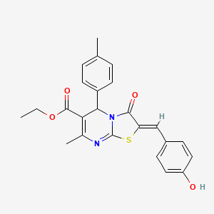 ethyl (2Z)-2-[(4-hydroxyphenyl)methylidene]-7-methyl-5-(4-methylphenyl)-3-oxo-5H-[1,3]thiazolo[3,2-a]pyrimidine-6-carboxylate