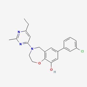 molecular formula C22H22ClN3O2 B5274007 7-(3-chlorophenyl)-4-(6-ethyl-2-methylpyrimidin-4-yl)-2,3,4,5-tetrahydro-1,4-benzoxazepin-9-ol 