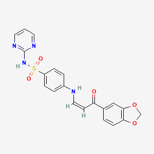 molecular formula C20H16N4O5S B5274021 4-[[(Z)-3-(1,3-benzodioxol-5-yl)-3-oxoprop-1-enyl]amino]-N-pyrimidin-2-ylbenzenesulfonamide 