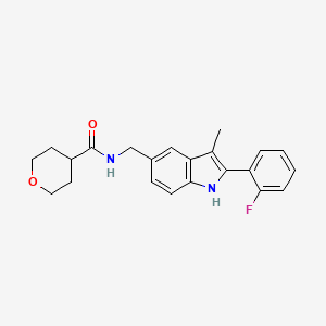 N-{[2-(2-fluorophenyl)-3-methyl-1H-indol-5-yl]methyl}tetrahydro-2H-pyran-4-carboxamide