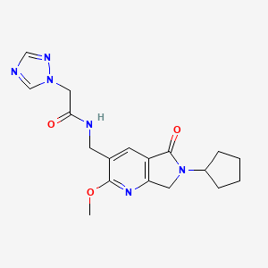 N-[(6-cyclopentyl-2-methoxy-5-oxo-6,7-dihydro-5H-pyrrolo[3,4-b]pyridin-3-yl)methyl]-2-(1H-1,2,4-triazol-1-yl)acetamide