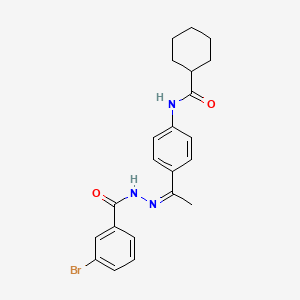 N-{4-[N-(3-bromobenzoyl)ethanehydrazonoyl]phenyl}cyclohexanecarboxamide