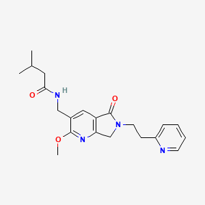 molecular formula C21H26N4O3 B5274122 N-{[2-methoxy-5-oxo-6-(2-pyridin-2-ylethyl)-6,7-dihydro-5H-pyrrolo[3,4-b]pyridin-3-yl]methyl}-3-methylbutanamide 