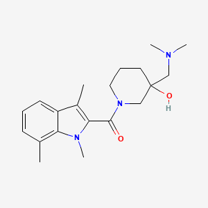 molecular formula C20H29N3O2 B5274187 3-[(dimethylamino)methyl]-1-[(1,3,7-trimethyl-1H-indol-2-yl)carbonyl]-3-piperidinol 