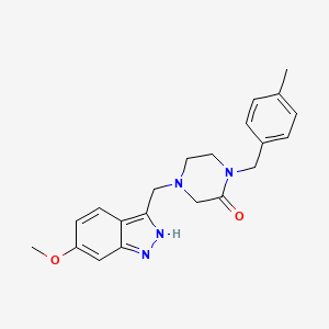 molecular formula C21H24N4O2 B5274228 4-[(6-methoxy-1H-indazol-3-yl)methyl]-1-(4-methylbenzyl)-2-piperazinone 