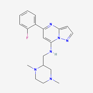 molecular formula C19H23FN6 B5274277 N-[(1,4-dimethyl-2-piperazinyl)methyl]-5-(2-fluorophenyl)pyrazolo[1,5-a]pyrimidin-7-amine 