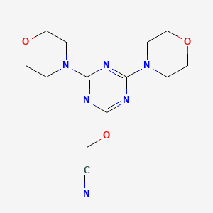 molecular formula C13H18N6O3 B5274327 Acetonitrile, ((4,6-di-4-morpholinyl-1,3,5-triazin-2-yl)oxy)- CAS No. 137522-83-9