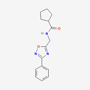 molecular formula C15H17N3O2 B5274409 N-[(3-phenyl-1,2,4-oxadiazol-5-yl)methyl]cyclopentanecarboxamide 