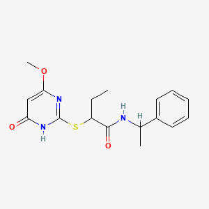 2-[(4-methoxy-6-oxo-1,6-dihydropyrimidin-2-yl)sulfanyl]-N-(1-phenylethyl)butanamide