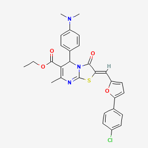 ETHYL (2Z)-2-{[5-(4-CHLOROPHENYL)FURAN-2-YL]METHYLIDENE}-5-[4-(DIMETHYLAMINO)PHENYL]-7-METHYL-3-OXO-2H,3H,5H-[1,3]THIAZOLO[3,2-A]PYRIMIDINE-6-CARBOXYLATE