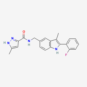 N-[[2-(2-fluorophenyl)-3-methyl-1H-indol-5-yl]methyl]-5-methyl-1H-pyrazole-3-carboxamide