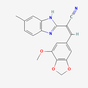 molecular formula C19H15N3O3 B5274770 (Z)-3-(7-methoxy-1,3-benzodioxol-5-yl)-2-(6-methyl-1H-benzimidazol-2-yl)prop-2-enenitrile 