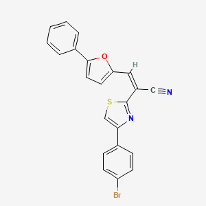 (Z)-2-[4-(4-bromophenyl)-1,3-thiazol-2-yl]-3-(5-phenylfuran-2-yl)prop-2-enenitrile