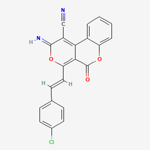 molecular formula C21H11ClN2O3 B5274920 4-[(E)-2-(4-chlorophenyl)ethenyl]-2-imino-5-oxopyrano[3,4-c]chromene-1-carbonitrile 