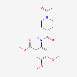 molecular formula C18H24N2O6 B5274972 METHYL 2-{[(1-ACETYL-4-PIPERIDYL)CARBONYL]AMINO}-4,5-DIMETHOXYBENZOATE 