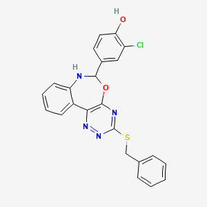 molecular formula C23H17ClN4O2S B5274993 4-[3-(benzylthio)-6,7-dihydro[1,2,4]triazino[5,6-d][3,1]benzoxazepin-6-yl]-2-chlorophenol 