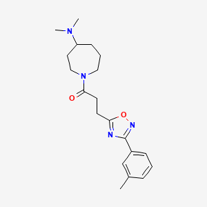 molecular formula C20H28N4O2 B5275009 N,N-dimethyl-1-{3-[3-(3-methylphenyl)-1,2,4-oxadiazol-5-yl]propanoyl}-4-azepanamine 