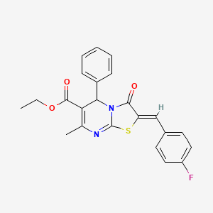 ethyl 2-(4-fluorobenzylidene)-7-methyl-3-oxo-5-phenyl-2,3-dihydro-5H-[1,3]thiazolo[3,2-a]pyrimidine-6-carboxylate